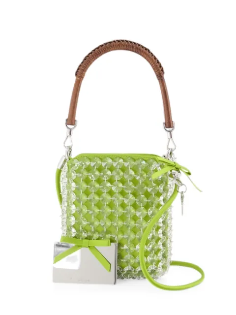 Self-Portrait green crystal chain mini tote bag Green PF26311AG
