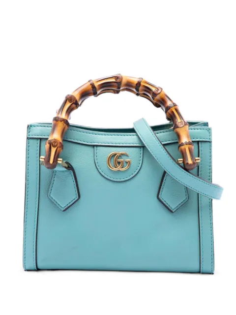 Gucci Pre-Owned 2016-2026 Mini Calfskin Bamboo Diana satchel Blue ARN78S1JJ1LXZ44G
