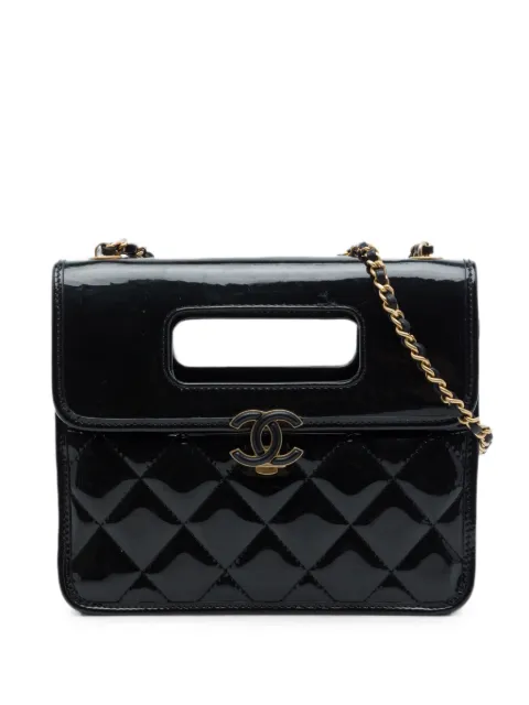 CHANEL Pre-Owned 2021-2026 Mini Quilted Patent Graphic Catch Flap satchel Black 937M7C81Q43G762M