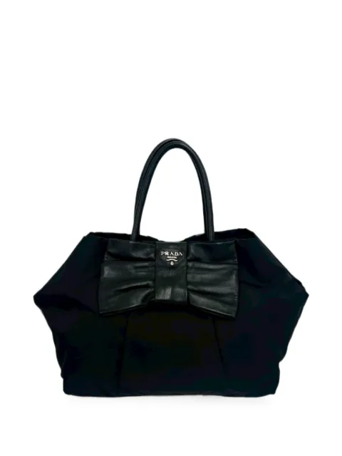 Prada Pre-Owned 2013-2026 Tessuto Bow handbag Black LFQXB5UNAVRW1LRU