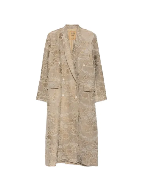 Uma Wang floral-jacquard double-breasted coat Neutrals UP8001