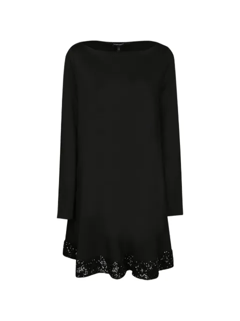 Emporio Armani stretch-viscose jersey dress with boat neck and sequin hem Black EW004672AF22598