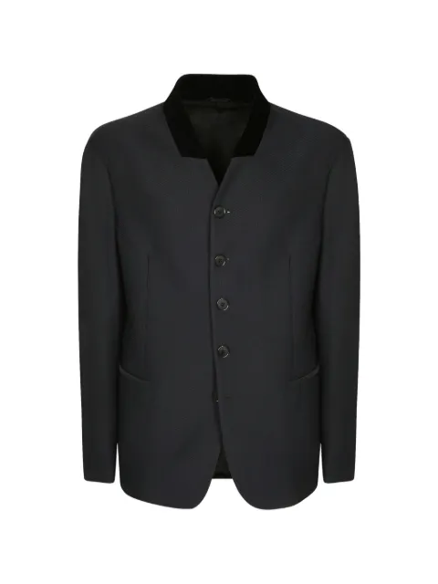 Giorgio Armani velvet-collar textured-finish blazer Black GM004394TE10045