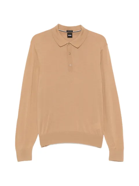 BOSS long-sleeve polo-collar sweater Neutrals 50565503