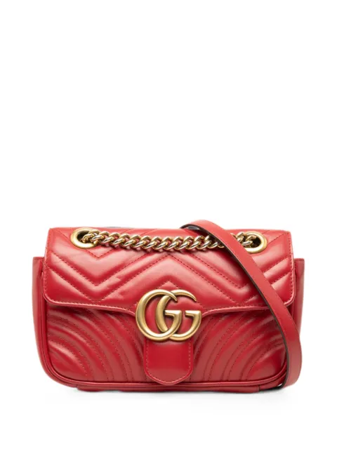Gucci Pre-Owned 2016-2026 Small GG Marmont Matelasse Calfskin shoulder bag Red Y7WPMLJVFKYMY4H4