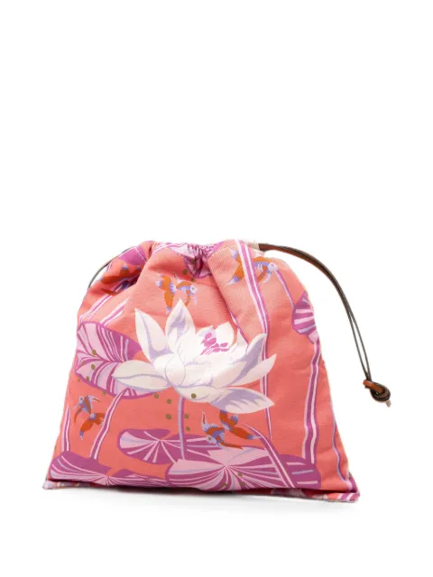 Loewe Pre-Owned 2020 Paula Ibiza Canvas Waterlily Print Drawstring pouch Pink VWOWHC8CW4QQWDE6