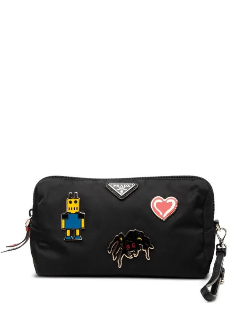 Prada Pre-Owned 2000-2013 Tessuto Robot Pins Wristlet pouch Black PEYJW4VR3GLG7GJR