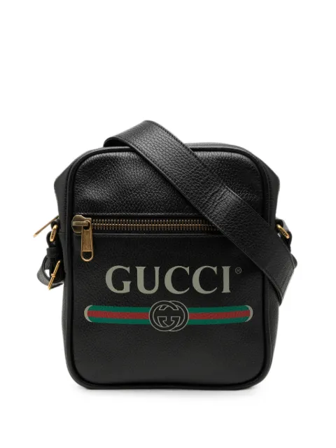 Gucci Pre-Owned 2000-2015 Grained Calfskin Logo crossbody bag Black E3CKX4NS9GGRBHUI