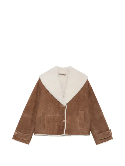 Manzoni 24 shearling-collar suede jacket Brown 26M1733S42