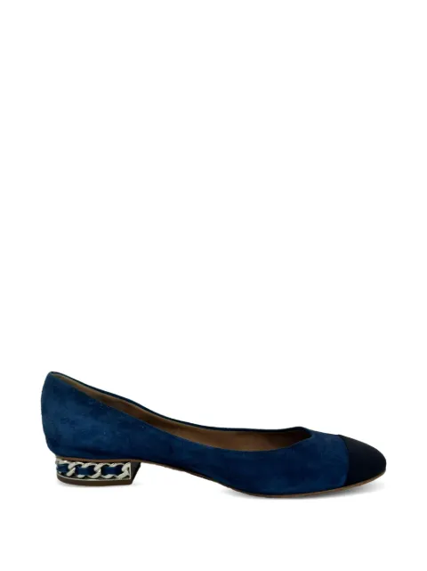 CHANEL Pre-Owned Cap Toe chain ballet flats Blue RFCPUGBSH765945W