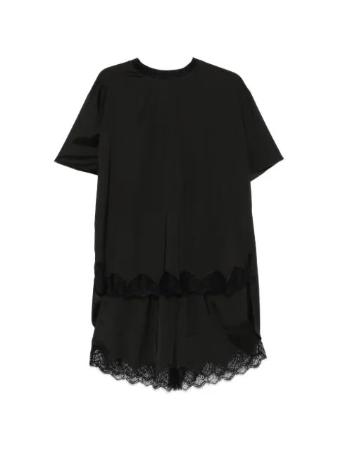 Parlor lace-trim T-shirt and shorts set Black 202619