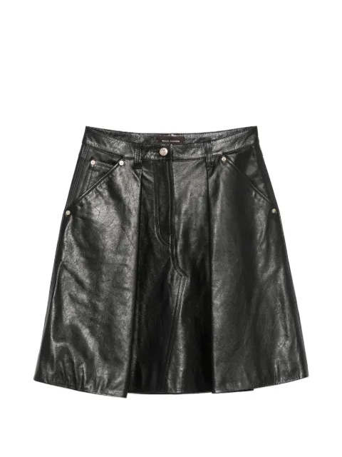 Wales Bonner pleated leather midi skirt Black WA26LE07LE03