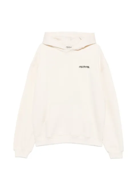 GEORGE. logo-print pouch-pocket hoodie Neutrals OFFSETG1HDHVY0