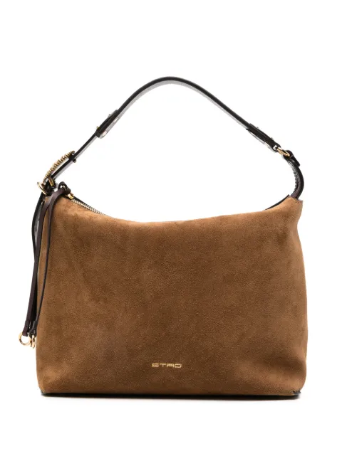 ETRO logo-plaque suede shoulder bag Brown WP1B0047AP12U