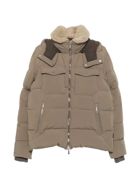 Moorer shearling-collar padded jacket Neutrals MOUGI101114ALARICKKN