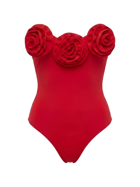 La Reveche Esra flower-appliqué swimsuit Red LR26ESO