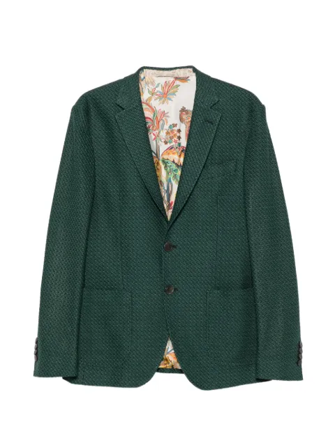 ETRO basket-weave single-breasted blazer Green MRCB000599JTE03S9891