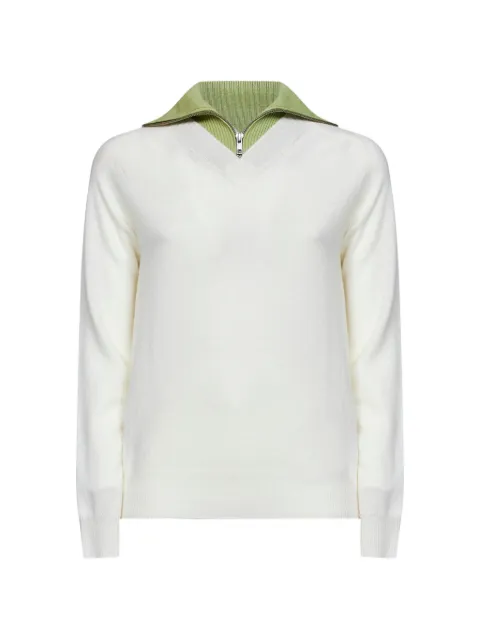 MM6 Maison Margiela layered-effect zip-collar sweater White S62HA0109M13343