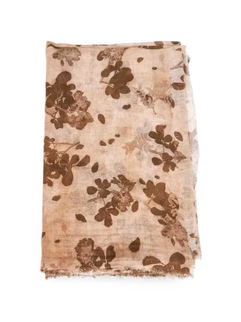Uma Wang floral-print frayed scarf Neutrals UA0249