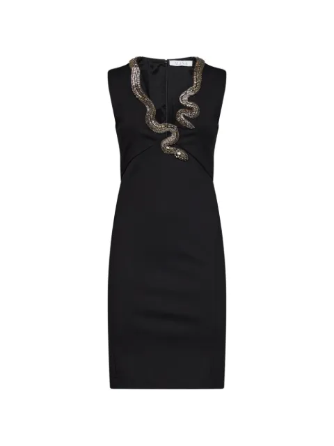 Alina snake-embroidered V-neck mini dress Black DNLW26400