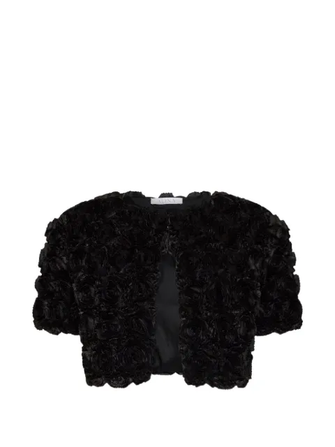 Alina rose-pattern cropped jacket Black DNLW26205