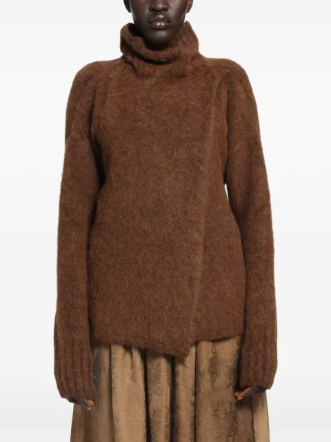 Uma Wang wrap-effect turtleneck sweater Brown UK7164UW240