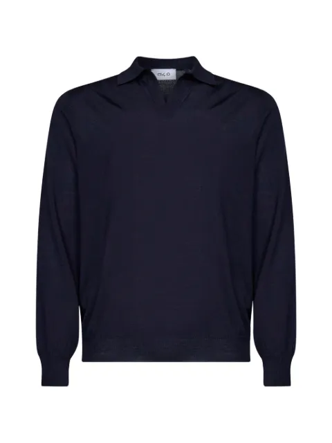 D4.0 V-neck long-sleeve polo shirt Blue 4318914513598