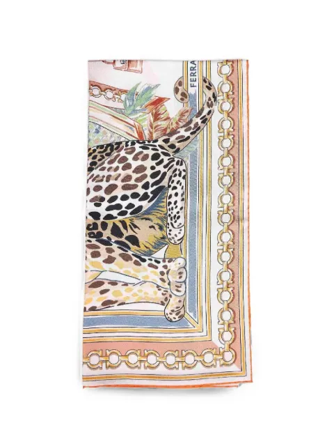 Ferragamo Gancini animal-print scarf White 310241FOFELINDRA795092