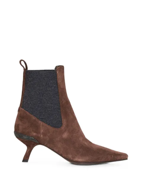 Brunello Cucinelli Monile-embellished suede ankle boots Brown MZSFC3415C9885