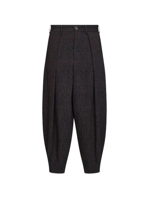 Uma Wang chevron-pattern pleated trousers Brown UM3546