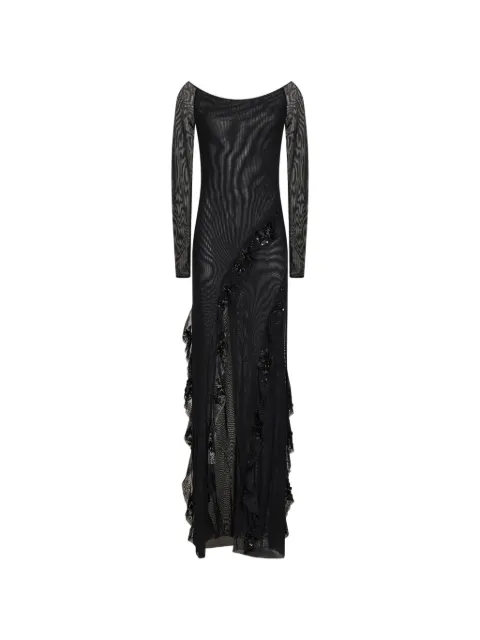 Alina sequin-embellished ruffled maxi dress Black DNLW26501