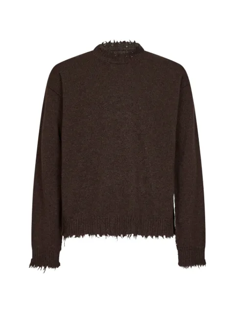 Uma Wang distressed-effect frayed-hem sweater Brown UK7555