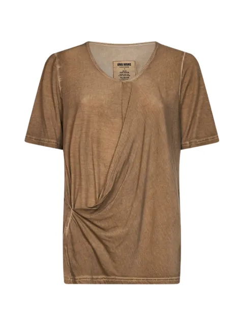 Uma Wang asymmetric draped T-shirt Brown UP1033UW200