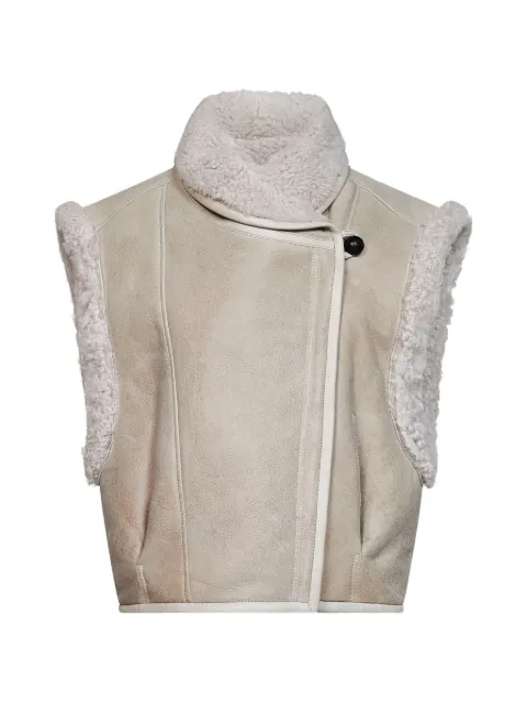 ISABEL MARANT shearling-trim sleeveless jacket Neutrals GI0041FBC3A03I23EC