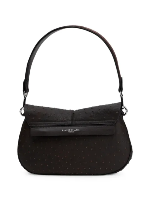 GIANNI CHIARINI medium Helena Round ostrich-effect leather tote bag Brown BS12658STEMU