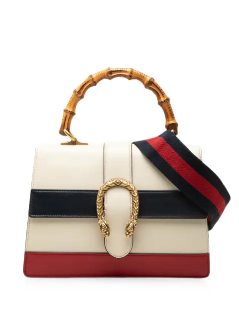 Gucci Pre-Owned 2016-2026 Medium Leather Bamboo Dionysus Web satchel White DJALA7T7HC3AU5ID