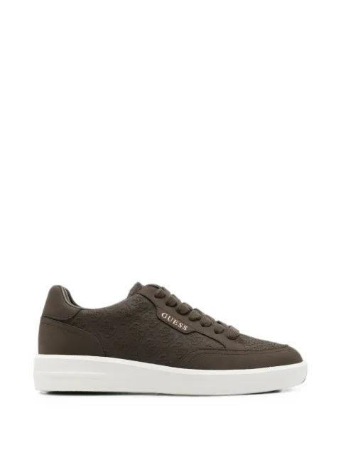 GUESS USA logo-embossed leather sneakers Brown FMTYUJSUE12