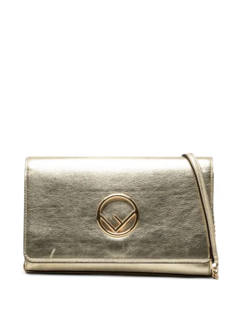Fendi Pre-Owned 2010-2026 Metallic Calfskin F is Fendi Kan I Wallet On Chain crossbody bag Gold 20YY5PD0T5KK8KBD