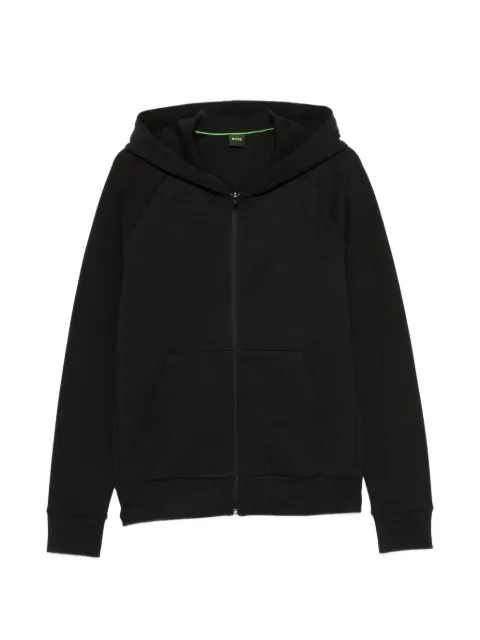 BOSS logo-print zip-up hoodie Black 50565305