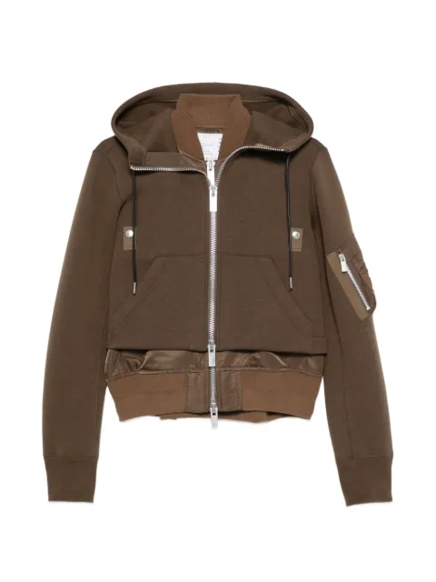 sacai Sponge Sweat panelled hoodie Brown 2608681