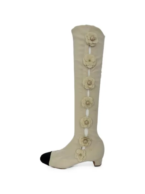 CHANEL Pre-Owned Camellia over-the-knee boots Neutrals RFCPUGBSH774417W