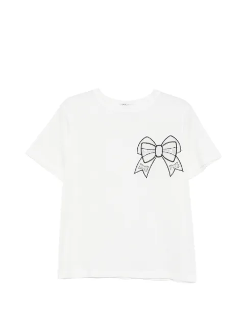 Parlor sequin-embellished bow-motif T-shirt White 202624
