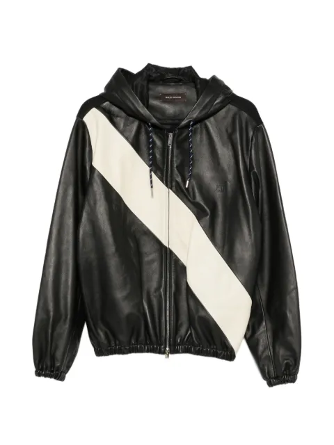Wales Bonner Vista diagonal-stripe leather jacket Black UA26LE06LE02