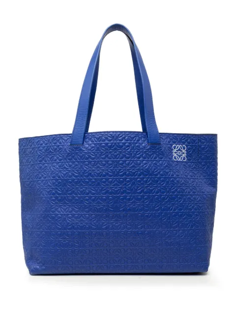 Loewe Pre-Owned 2015 Anagram Embossed Leather T Shopper tote bag Blue 0REUWMLGNRB45AEF