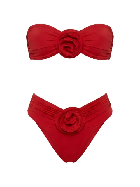 La Reveche Derya floral-appliqué bikini Red LR26DRB