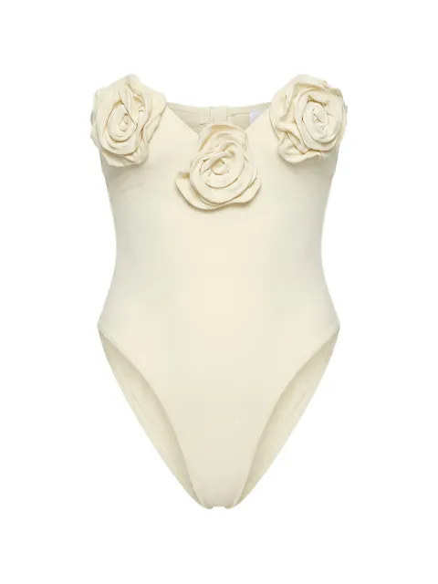 La Reveche Esra flower-appliqué swimsuit Neutrals LR26ESO