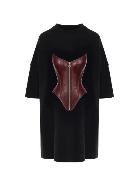 HAMZA corset-detail T-shirt dress Black BURGUNDYCORSETDRESS