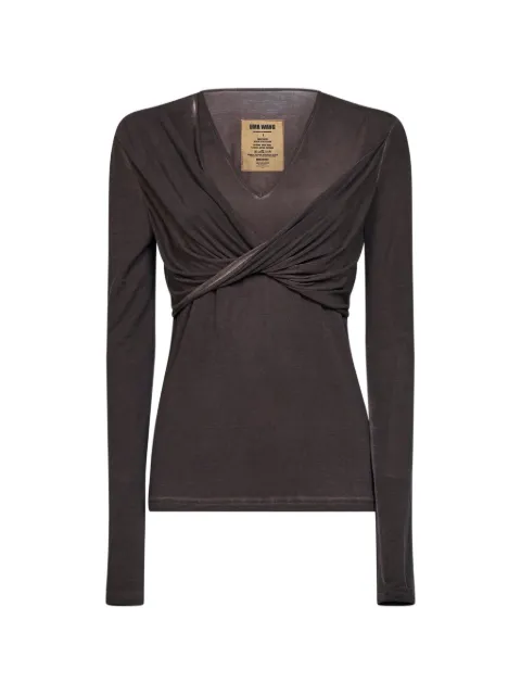 Uma Wang twisted draped long-sleeve top Brown UP1035