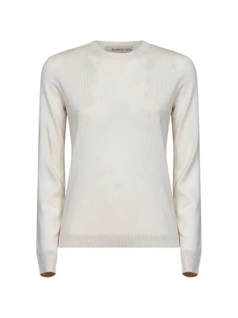 Blanca Vita ribbed-trim fine-knit top Neutrals 54210