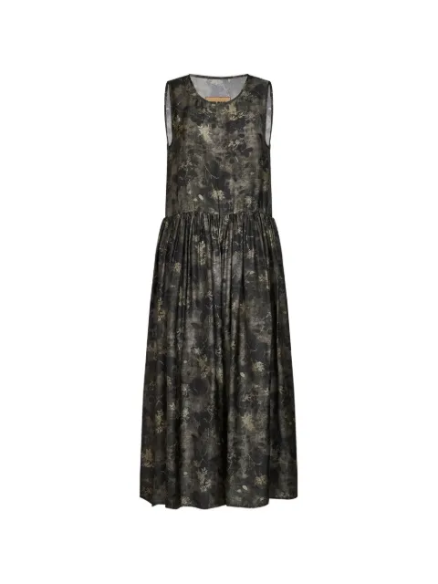 Uma Wang Ardal floral-detail midi dress Grey UP5006